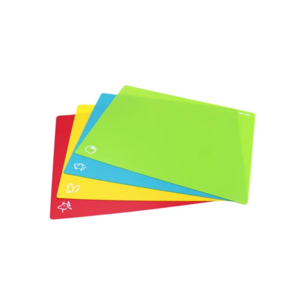 4 Piece Flexible Plastic Cutting Board Mats Set, Colored Mats